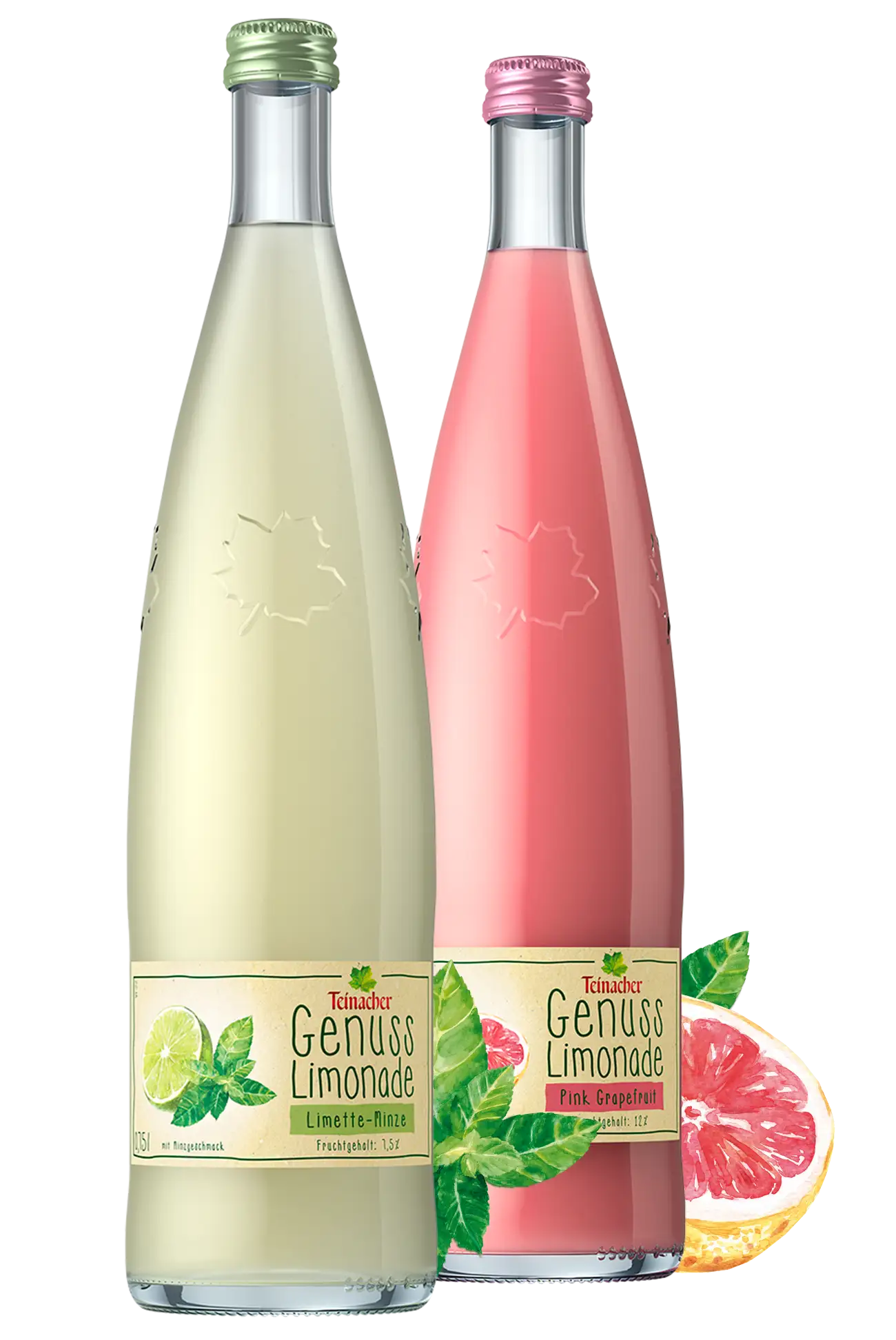 Glasflasche 0,75 L Teinacher Genuss Limonade Limette-Minze