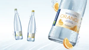 Teinacher Wasser+ Flaschen Orange, Limette und Zitrone mit Fruchtscheiben