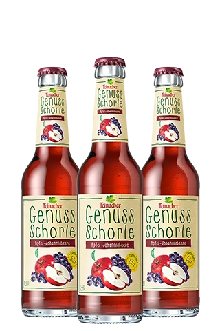 Drei 0,33 Liter Longneckflaschen Teinacher Genuss-Schorle Apfel-Johannisbeere