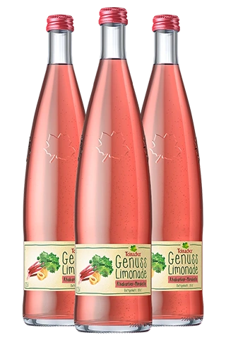 Drei Teinacher Genuss-Limonaden Rhabarber-Minze in der 0,75 L Glas Genussflasche