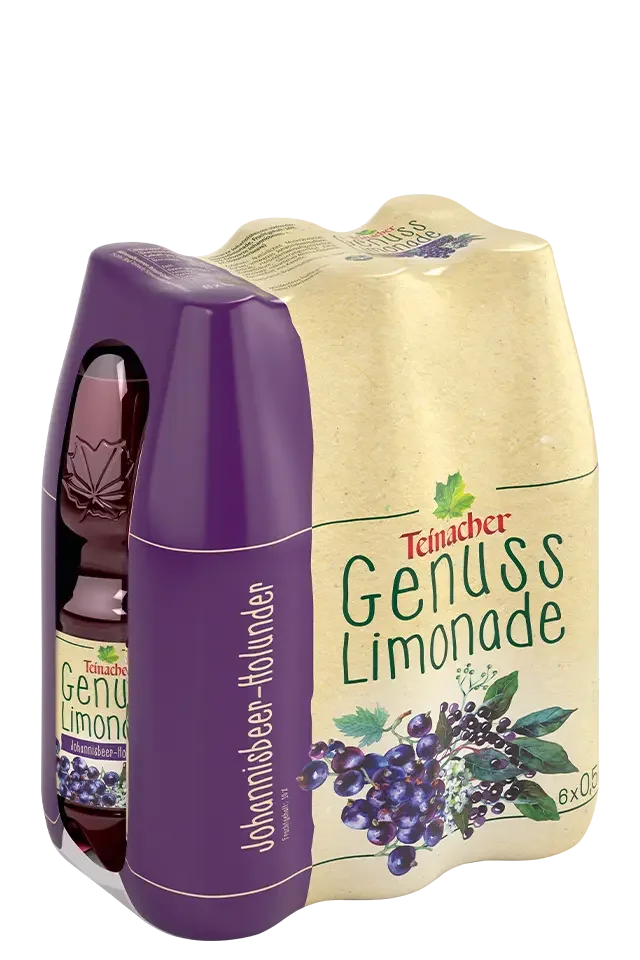 Teinacher Genuss-Limonade Johannisbeer-Holunder im 6er-Multipack mit 0,5-Liter-Flaschen
