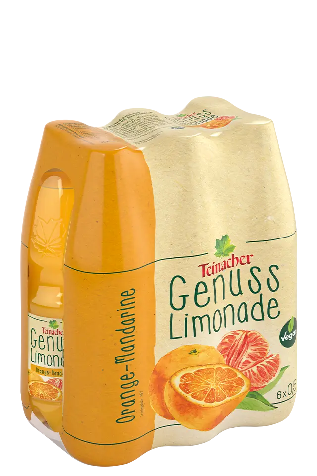 6 PET-Flaschen Teinacher Genuss-Limonade Orange-Mandarine im 0,5 Liter Multipack Gebinde