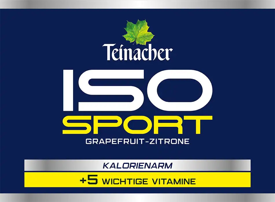 Teinacher Iso Sport Grapefruit Zitrone kalorienarm mit dunklem Wabenmuster Hintergrund