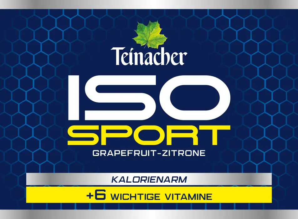 Teinacher Iso Sport Grapefruit Zitrone kalorienarm mit dunklem Wabenmuster Hintergrund