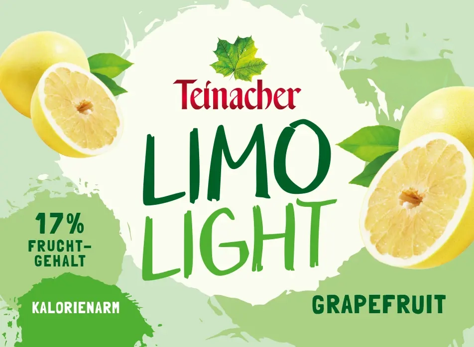 Teinacher Limo Light Grapefruit mit frischen Grapefruits, 17 Prozent Fruchtgehalt und kalorienarmer Rezeptur