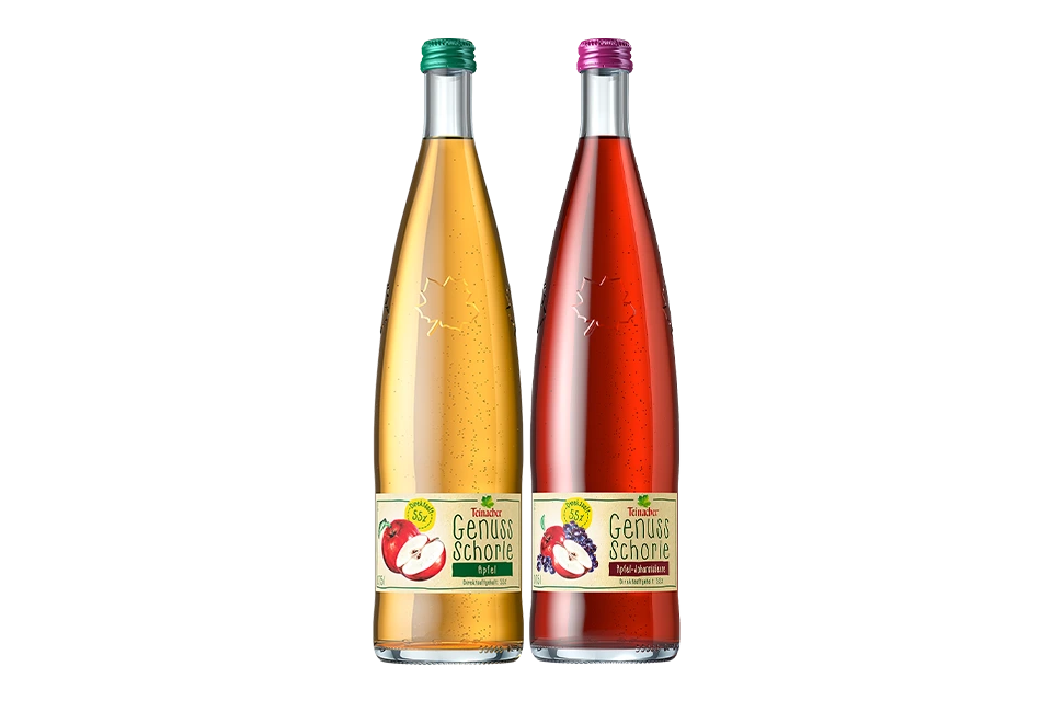 Teinacher Genuss-Schorle Apfel & Apfel-Johannisbeere in der Glas Genussflasche 0,75 L