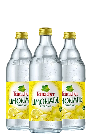Drei 0,5 Liter Glasflaschen Teinacher Limonade Zitrone im GDB-Gebinde