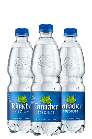 Drei Teinacher Mineralwasser Medium PET-Flaschen 0,5 Liter