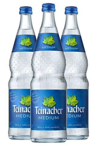 Drei Teinacher Mineralwasser Medium Glasflaschen 0,7 Liter im GDB-Gebinde