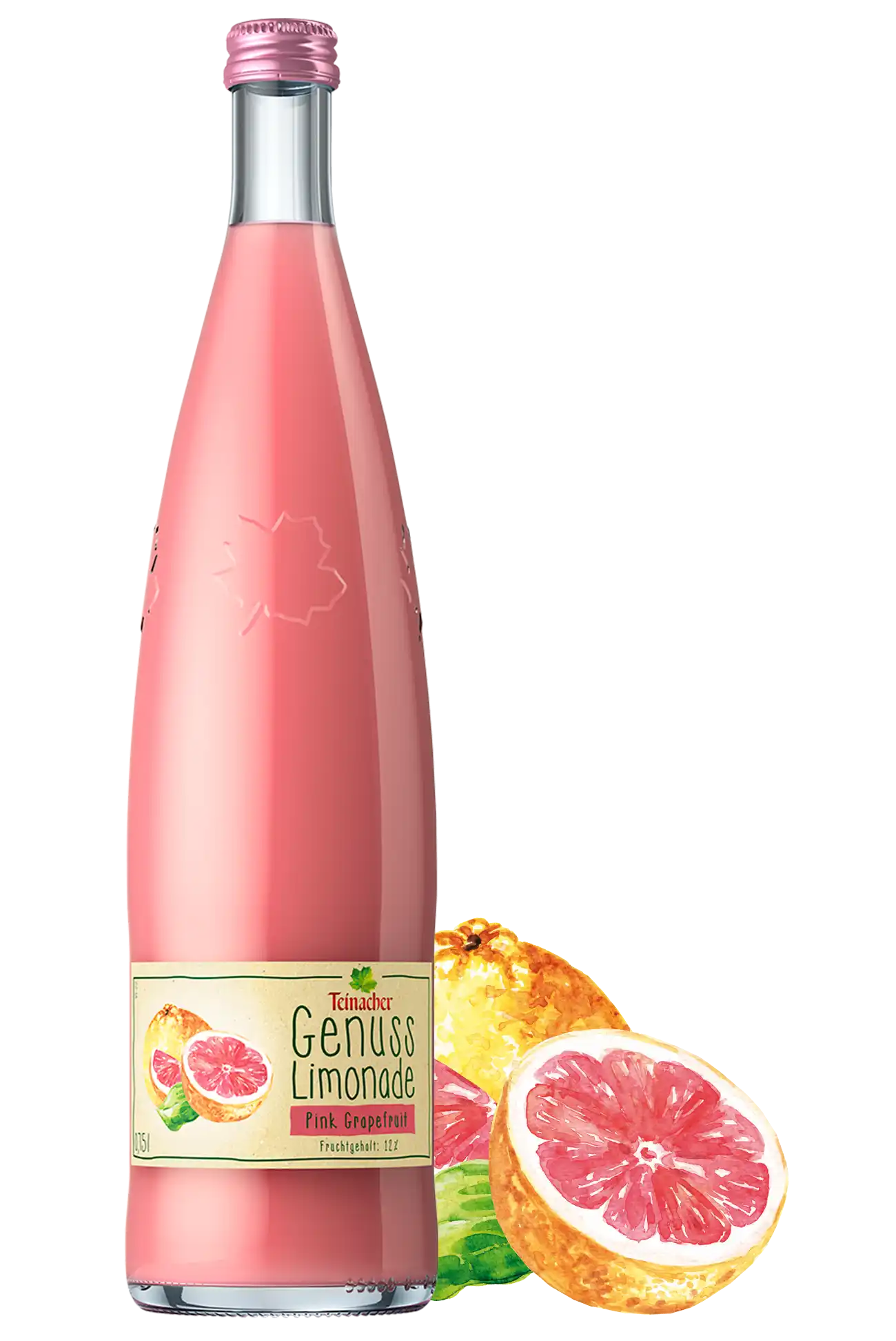 Glasflasche 0,75 L Teinacher Genuss Limonade Pink Grapefruit