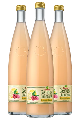 Drei Teinacher Genuss-Limonaden Grapefruit-Zitrone in der 0,75 L Glas Genussflasche