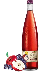 teinacher_direktsaftschorle_apfel_johannisbeere_frucht_und_flasche
