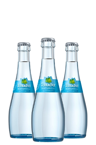 Drei 0,25 Liter Gourmet Flaschen Teinacher Gourmet Mineralwasser Naturell