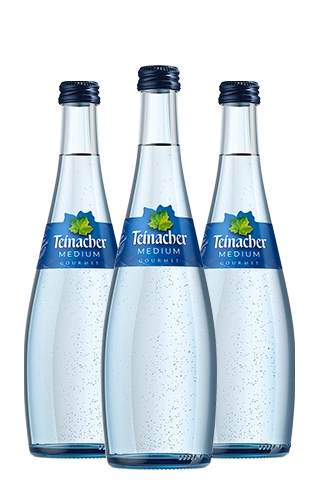 Drei 0,5 Liter Gourmet Flaschen Teinacher Gourmet Mineralwasser Medium